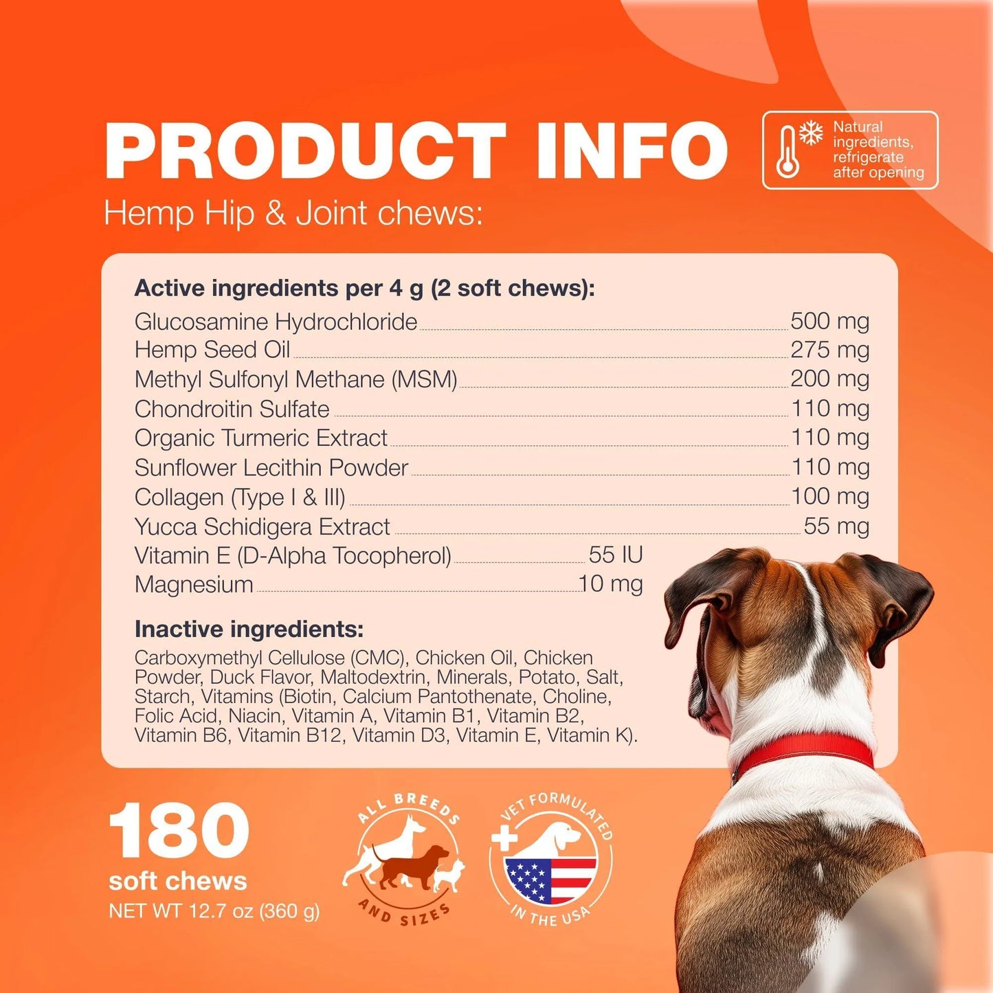 Hip & Joint Support for Dogs - Glucosamine and Chondroitin Supplement