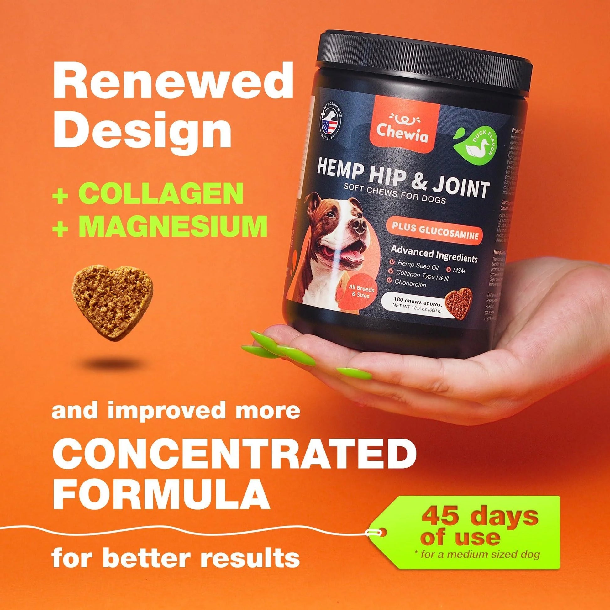 Hip & Joint Support for Dogs - Glucosamine and Chondroitin Supplement